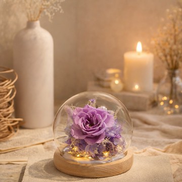 [粘粘&Hope花藝坊] 永生花燈飾花盅｜開運 結婚禮物 情人節快樂 生日快樂 開業 畢業快樂 永生花 玻璃盅 新年快樂 喬遷 高升 禮物