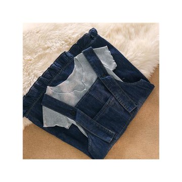 小個子穿搭一整套輕奢高級感小香風休閑灰色t恤背帶裙套裝女夏季