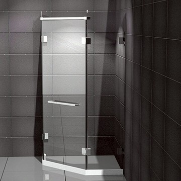 【海夫健康生活館】ITAI一太 皇冠5800 無邊框淋浴拉門 不鏽鋼 五角型+單開門+雙固定面 強化玻璃8mm