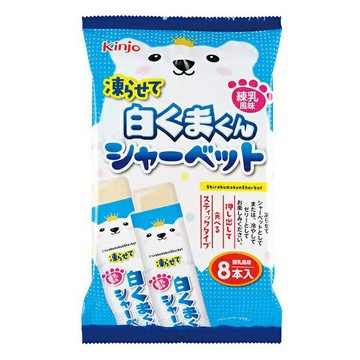 【江戶物語】KINJO 金城製菓 白熊 牛奶風味 雪酪 8條入 Q彈果凍 煉乳 練乳 冰沙棒 擠壓式果凍 日本原裝進口