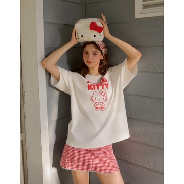 AIR SPACE 【三麗鷗聯名】立體膠印圖案寬版TEE(黑/白) 女裝 現貨