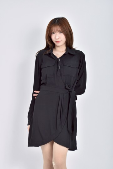 (M) 【作珩私服】style質感長袖黑色洋裝