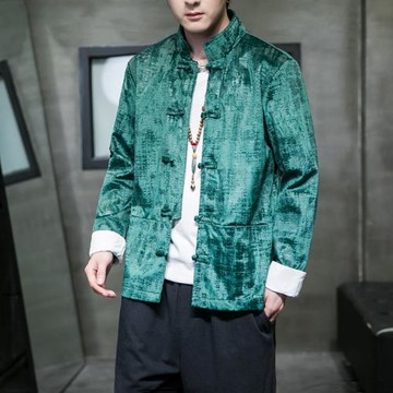 漢服男中國風唐裝春秋夾克外套新中式復古盤扣上衣休閑寬松中山裝