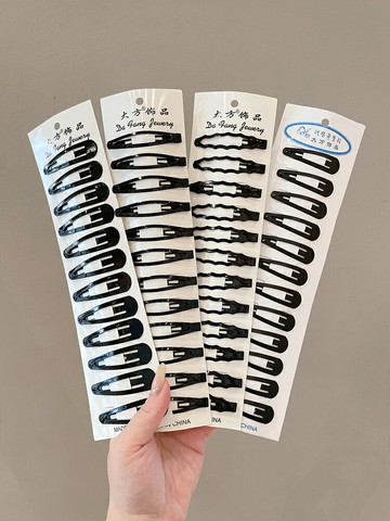 黑色簡約一字夾女側邊碎發劉海夾子頭飾發夾成人頂夾前額BB夾發卡