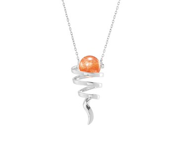 波浪形太陽石項鍊 天秤座誕生石時尚吊墜 簡約925純銀抽象漩渦