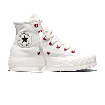 Converse Ctas Lift Hi 休閒鞋 女鞋 帆布鞋 米白色 情人節 愛心 厚底 高筒 A19058C