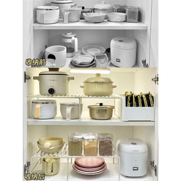 可伸縮廚房置物架臺面櫥柜隔板內部分層架下水槽調料收納鍋架桌面
