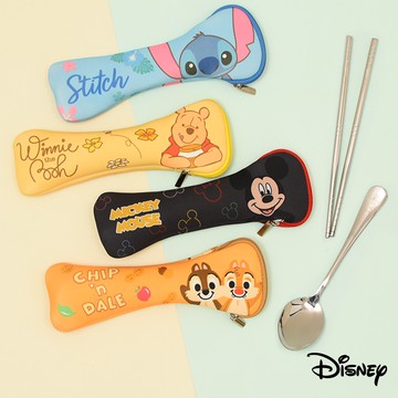 迪士尼｜迪士尼輕便餐具兩件組 史迪奇 維尼 米奇 米妮 奇奇蒂蒂 餐具兩件組 餐具 環保餐具  CA771 文具旗艦店