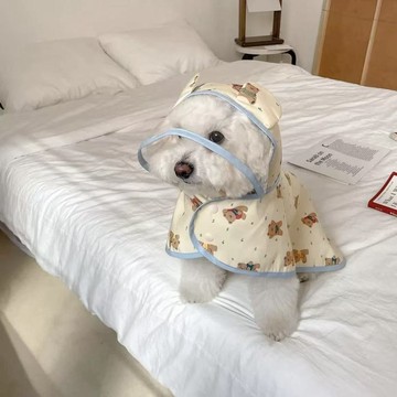 🚀隔日達出 優選直營❤️按扣防水雨披卡通小熊狗狗外出防水連帽雨衣雨天遛狗衣服泰迪比熊