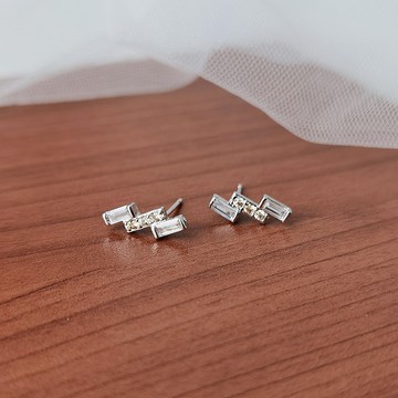 SuperM❤韓劇三十九同款耳環 積木W形鋯石耳環【EE1011-05】三十九耳環/車美昭同款/韓劇同款耳環 孫藝珍
