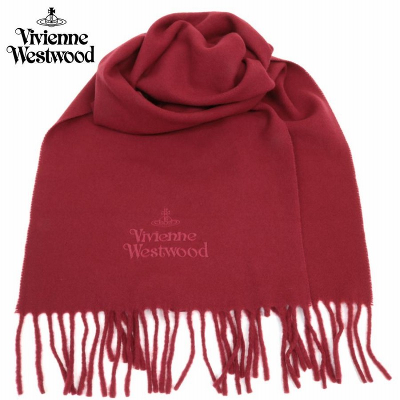 Vivienne Westwood マフラー 赤 オーブ刺繍 イタリア製 ヴィヴィアンウエストウッド] Vivienne Westwoodマフラー RED