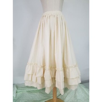 lolita刺繡純棉制小裙 棉布半身打底裙 小蓬度防透裙 荷葉邊