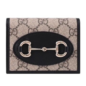 GUCCI 621887 1955 Horsebit 馬銜釦印花扣式零錢短夾.駝/黑
