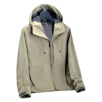 【巴黎精品】衝鋒衣防風夾克-連帽防刮純色防潑水男外套3色a1he44