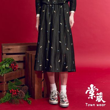 【TOWNWEAR棠葳】童趣印圖休閒中長裙(中大尺碼/女下身/女下著/腰頭彈性/口袋/套裝/裙子/印花)