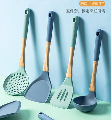 墨色食品級硅膠炒菜鏟子不粘鍋專用鍋鏟耐高溫家用廚具套裝湯勺子【摩可美家】