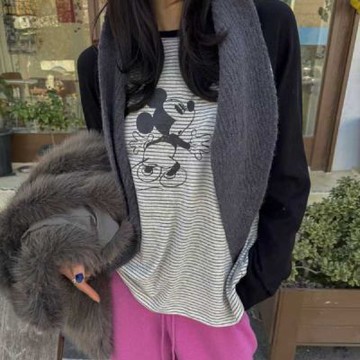 正韓女上衣 迪士尼正品長袖T恤FOM1110-創翊韓都