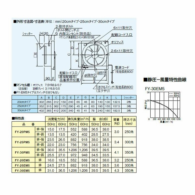 パナソニック FY-30EM5 [金属製換気扇]-