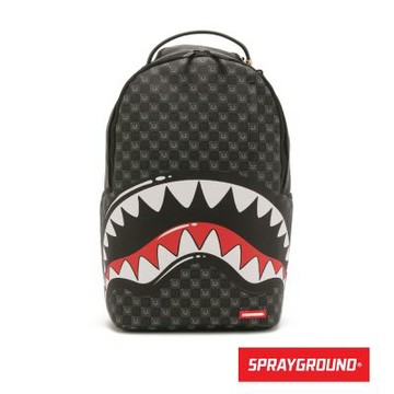 SPRAYGROUND-棋盤格鋸齒鯊大容量後背包-黑色
