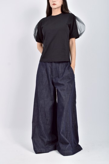 (S) msgm質感棉質純棉紡紗黑色短袖上衣