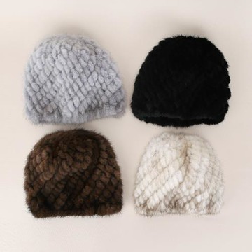 水貂毛帽子韓國時尚女士皮草帽子裘皮帽子冬季狐貍毛帽子水貂編織