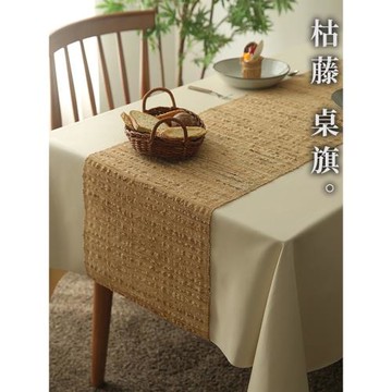 桌旗輕奢高端苧麻茶席ins風北歐餐桌長條布森系電視柜茶幾裝飾布