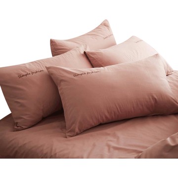 純棉枕套一對純色簡約刺繡口袋枕48*74cm枕頭套素雅白色 兩只裝