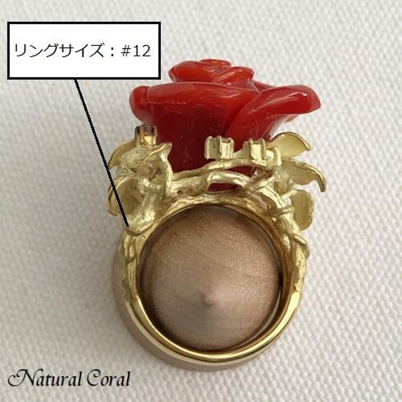 血赤珊瑚 ちあかさんご サンゴ 珊瑚 リング 薔薇 K18 ダイヤ