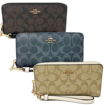 【COACH】經典 LOGO拉鍊零錢袋手掛式長夾(均一價)
