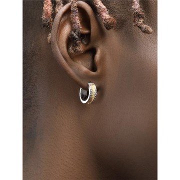 GRGR S925純銀唐草紋耳環男嘻哈個性百搭女同款金色素耳圈高級感