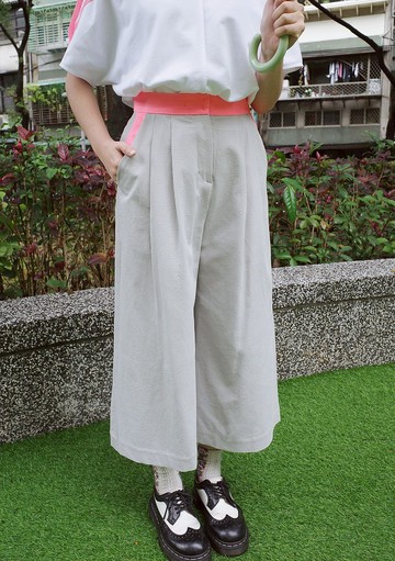 UUIN  _ 灰撞色打褶寬褲