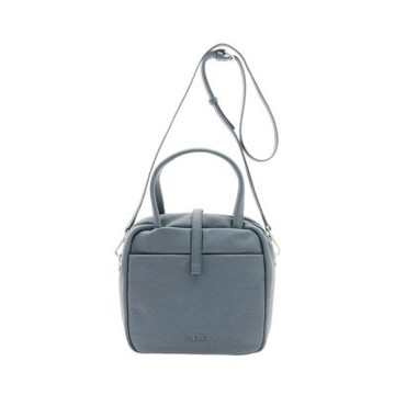 FIRANO-壓印LOGO 真皮革手提/斜背小方包(煙燻藍)