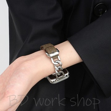 金屬鏈條 真皮錶帶 apple watch s10 錶帶 iwatch10 蘋果錶帶 9 8 7 6 SE 蘋果手錶錶帶