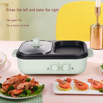 料理鍋 電烤鍋 煎鍋 110V涮烤一體鍋家用多功能料理鍋電烤鍋電燒烤爐鍋 八折減免 特價出 限時減免
