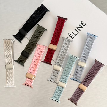 迴環透氣針織尼龍編織磁吸扣錶帶 適用於 Apple watch 蘋果 10 9 8 7 6 SE iWatch 錶帶