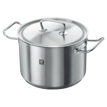 ZWILLING 雙人 Twin Classic SIGMA Classic底座18/10不鏽鋼雙耳湯鍋 附蓋 電磁爐/烤箱適用 6L  1個  24cm  銀色