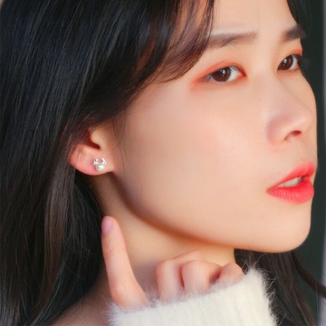 眼觀925純銀天然淡水珍珠鹿角耳釘新款簡約學生甜美時尚圣誕耳飾1入