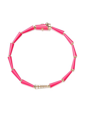 Melissa Kaye - 18kt yellow gold and diamond Lola bracelet - women - Diamond/18kt Rose Gold/Enamel - One Size - Pink