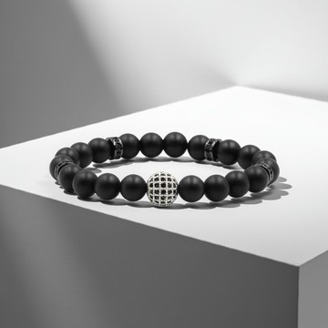 星球Sphere | 銀河宇宙 x 黑瑪瑙手鍊 天然礦石 鋯石【夢想守護】