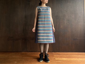 冬季洋裝 rain drops/blue gray 復古鈕釦