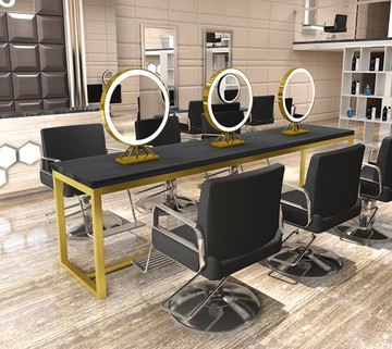 鏡子 40cm雙面鏡 雙面梳妝鏡 歐鐵藝led燈 梳妝鏡觸屏雙面化妝鏡ins網紅掛墻圓形臥室美容理發