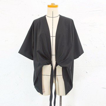 Aman No.54 短袖自綁式多穿法罩衫上衣 黑