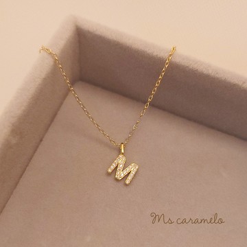 焦糖小姐-Ms-caramelo-925純銀鍍14K黃 英文字母M 項鍊