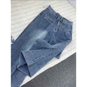 闊腿牛仔褲女2025春秋季今年流行高腰寬松顯瘦直筒褲子設計感遮肉