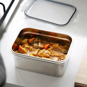 日本霜山 卡扣式304不鏽鋼保鮮盒(附蓋)-3.2L-3入