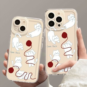 卡通紅綫貓咪 防摔 保護殼蘋果iphone17e i11 16plus 12 13 14 15 16 promax手機殼
