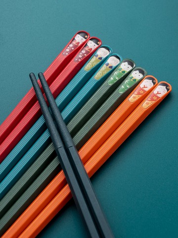 onlycook家用彩色筷子套裝一人一筷可愛兒童快子防霉餐具合金筷子