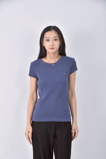 (XS（含）以下) tommy hilfiger運動素面藍色短袖上衣