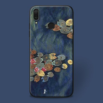 適用華為暢享10plus手機殼maxa/9s/20pro/z復古低調荷花插畫磨砂