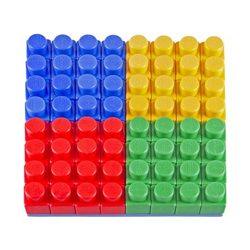 UNiPLAY 抗菌軟積木建築組合64片 安全玩具 激發創造力  紅色 + 黃色 + 藍色 + 綠色  1組